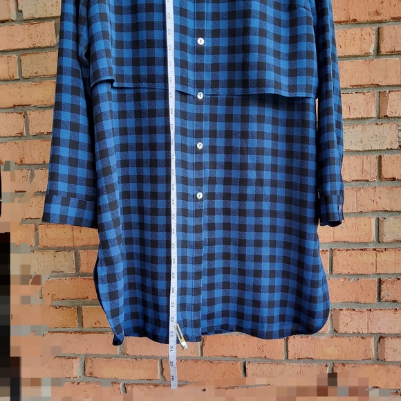 J.Jill. Blue Black Plaid Button Up Long Sleeve Tunic Shirt BlouseTop Size S - Picture 3 of 10